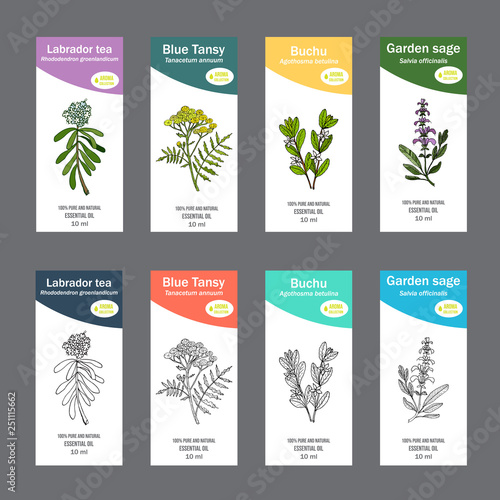 Set of essential oil labels