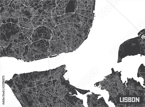 Bilde på lerret Minimalistic Lisbon city map poster design.