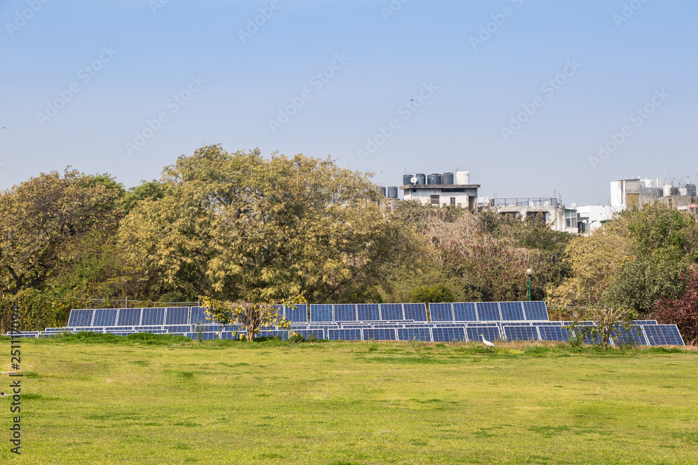 Solar panel installed in field