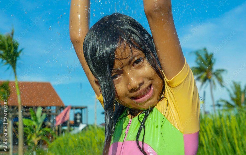 Cute girl deals shower