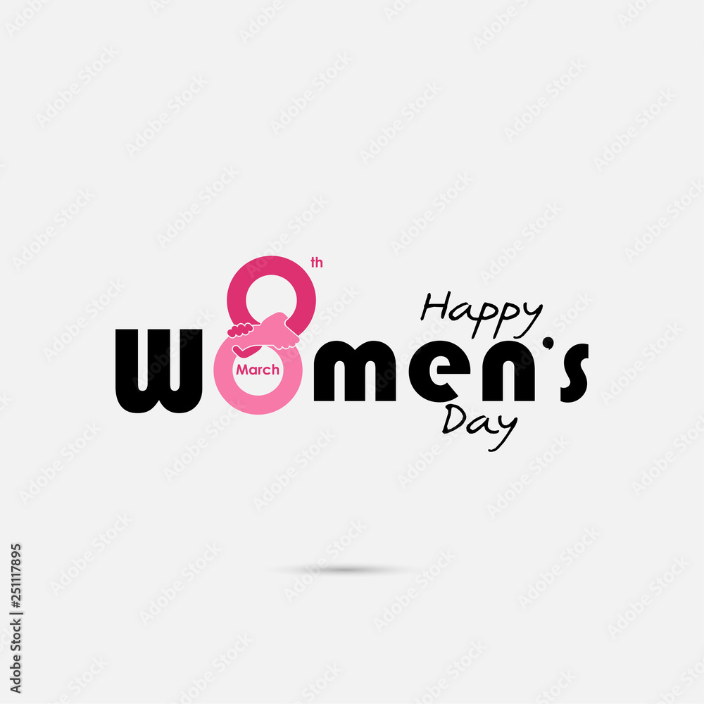 Pink Typographical Design Elements.Happy Women's day.International Women's day symbol. Minimalistic design for international women's day concept.Vector illustration Pink Typographical Design Elements.Happy Women's day.International Women's day symbol. Minimalistic design for international women's day concept.Vector illustration