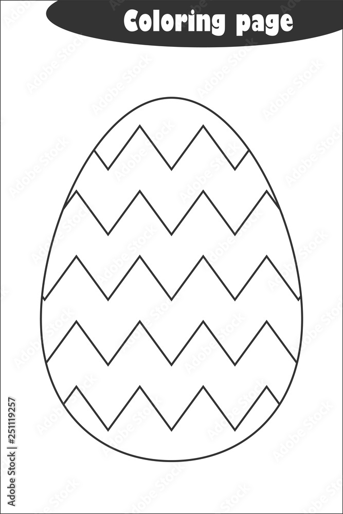 Decoration egg zigzag in cartoon style, coloring page, easter education  paper game for the development of children, kids preschool activity,  printable worksheet, vector illustration Stock Vector | Adobe Stock