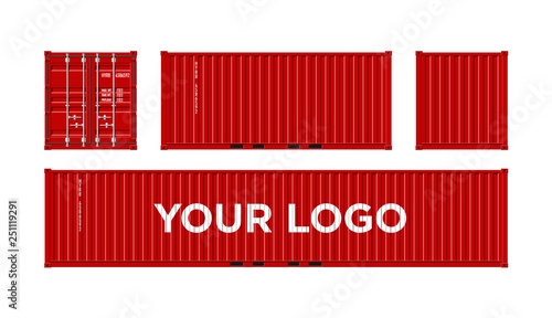 Red Shipping Cargo Container For Logistics And Transportation Isolated On White Background Vector Illustration Easy To Change