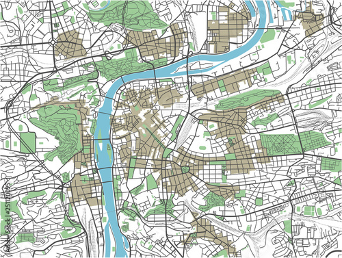 Colorful Prague vector city map