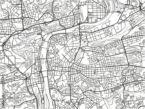 Black and white vector city map of Prague with well organized separated layers.