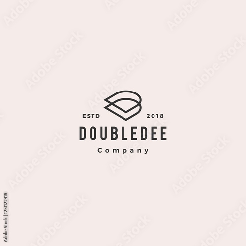d dd letter logo hipster retro vintage vector icon overlapping style