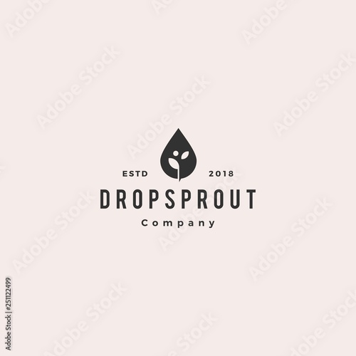 drop leaf sprout logo hipster retro vintage vector icon illustration