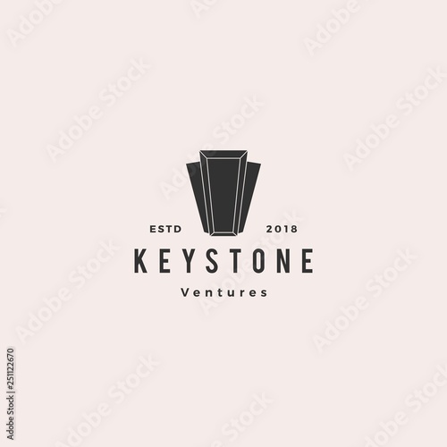 Keystone key stone logo hipster retro vintage vector icon illustration line outline monoline