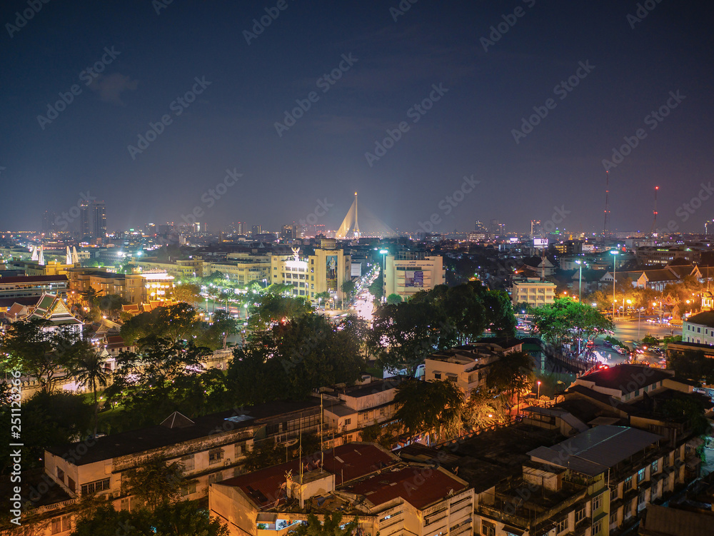 Bangkok/Thailand-22 november 2018:Bangkok Cityscape  view from golden mount at wat saket temple Thailand.The landmark travel destination of bangkok city thailand