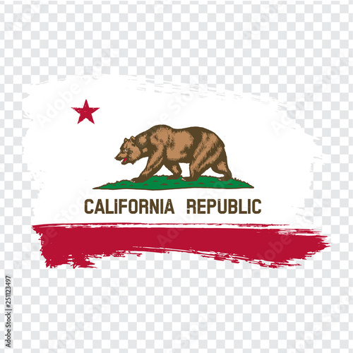 Flag of California from brush strokes. United States of America.  Flag California on transparent background for your web site design, logo, app, UI. Stock vector. Vector illustration EPS10.