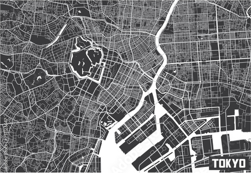 Fotografia Minimalistic Tokyo city map poster design.
