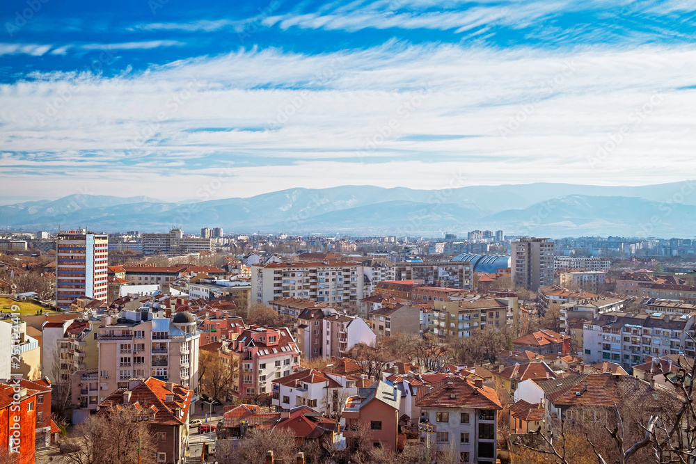 Panorama of Plovdiv city, aerial view 1