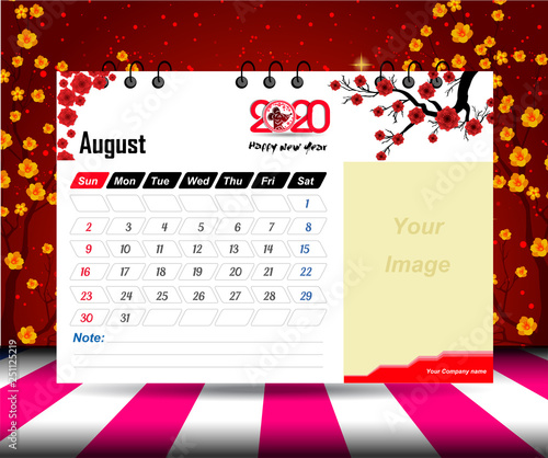 august 2020 Calendar for new year photo