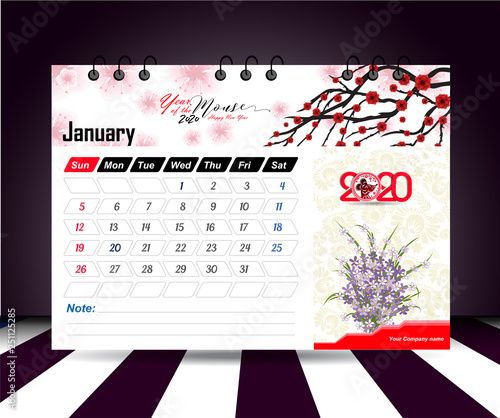 january 2020 Calendar for new year photo