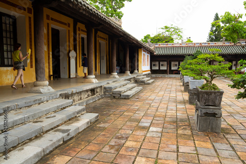 courtyard of imperial city citadel in Hue  Vietnam