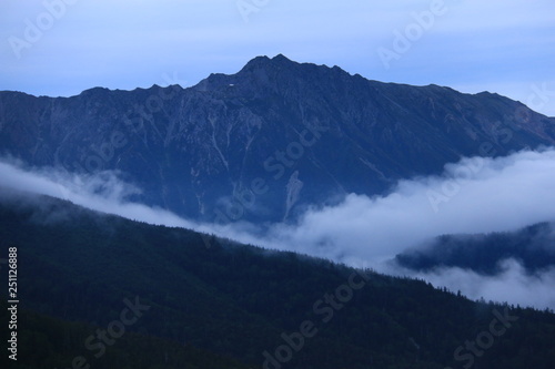 北アルプス太郎平からの山々 水晶岳の朝