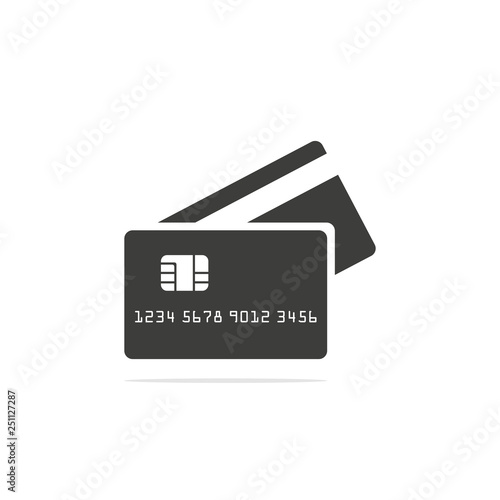Monochrome vector illustration of a Credit Card Icon , isolated on a white background.