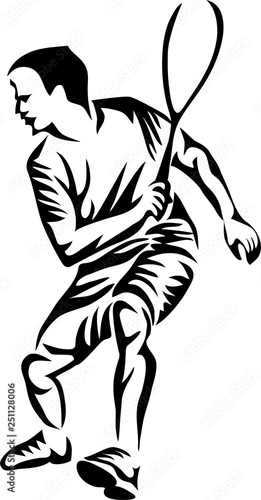 squash player - stylized vector illustration squash player - stylized vector illustration