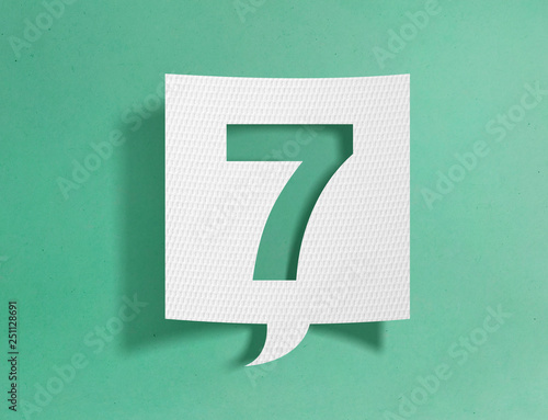 Speech bubble with number 7