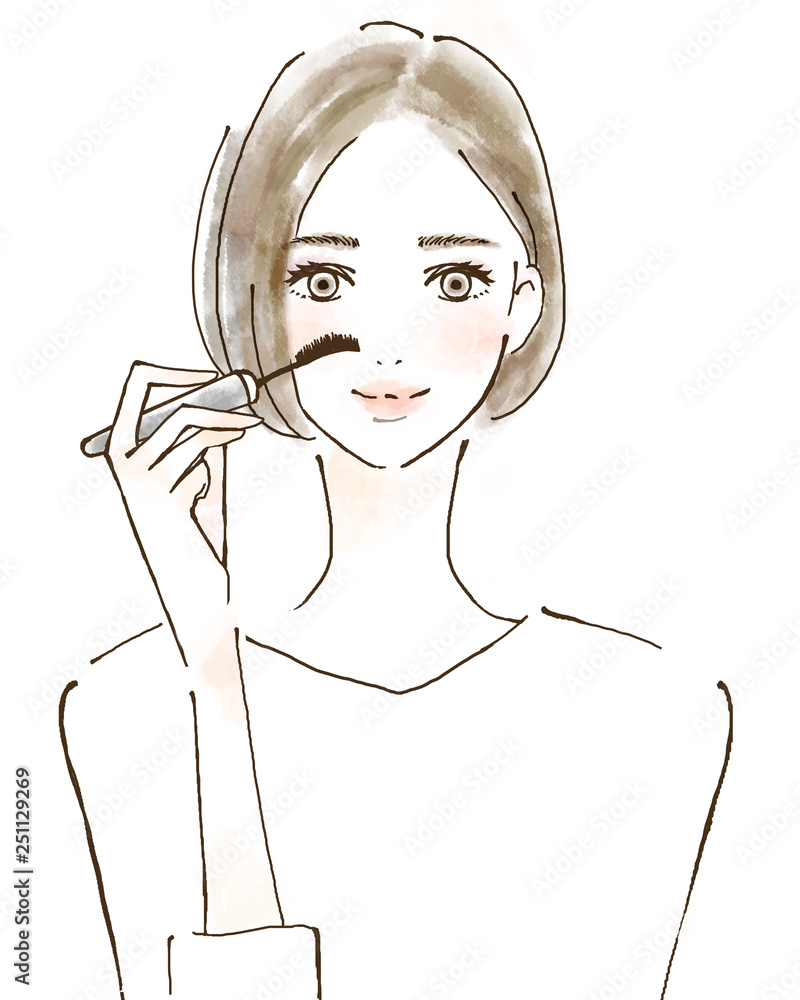 マスカラ 女性 笑顔のイラスト 若い アイメイク 化粧 Ilustracion De Stock Adobe Stock