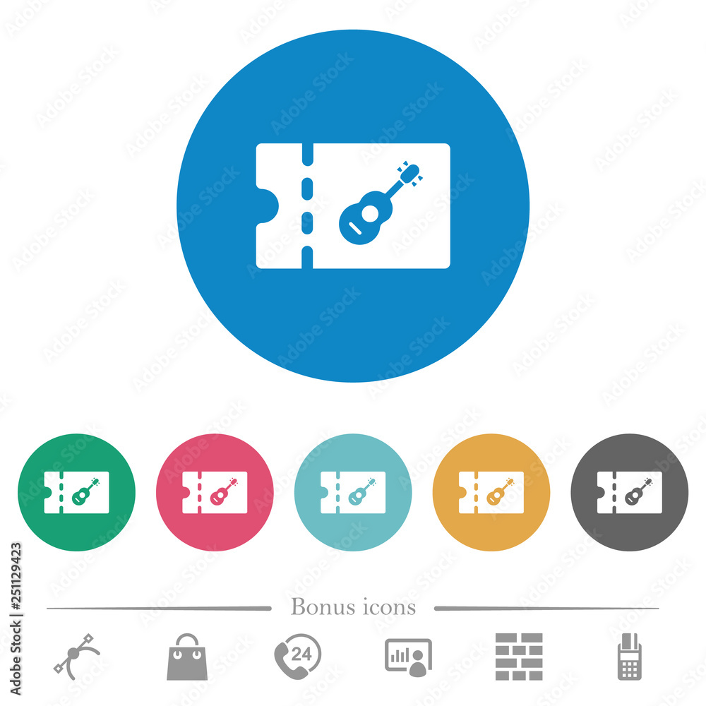 Instrument shop discount coupon flat round icons Instrument shop discount coupon flat round icons