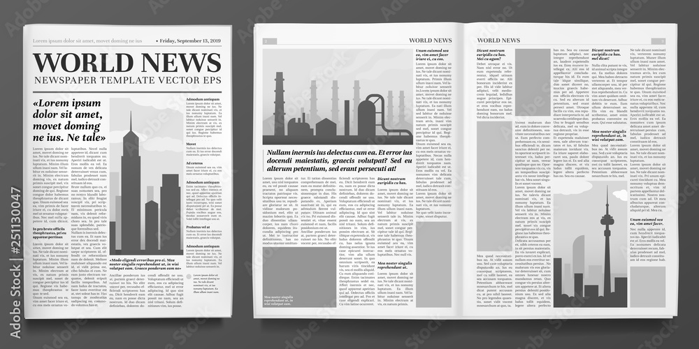 Business newspaper template. Financial news headline, newspapers pages and  finance journal isolated vector illustration layout Stock-Vektorgrafik |  Adobe Stock