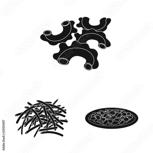 Vector illustration of pasta and carbohydrate sign. Set of pasta and macaroni vector icon for stock.
