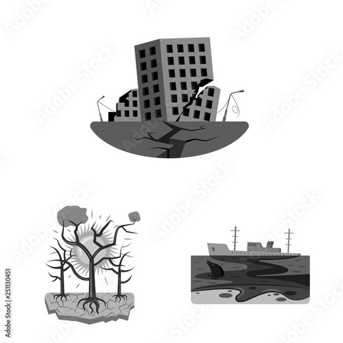 Vector design of natural and disaster sign. Collection of natural and risk stock symbol for web.