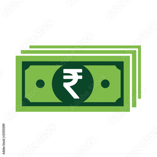 Indian rupee icon symbol isolated on white background. Vector money illustration