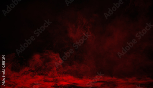 Red smoke texture overlays on islotaed background. Misty fogbackground effect
