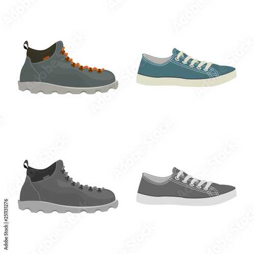 Isolated object of shoe and footwear symbol. Set of shoe and foot stock vector illustration.