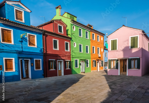 Burano, an island in the Venetian Lagoon, Venice, Veneto, northern Italy. Located at the northern end of the Lagoon, known for its lace work and brightly coloured homes. © Luis