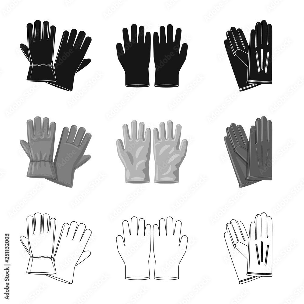 Vector illustration of glove and winter logo. Set of glove and equipment vector icon for stock. Vector illustration of glove and winter logo. Set of glove and equipment vector icon for stock.