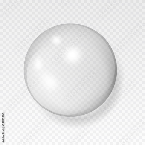 Transparent glass sphere with glares and highlights.