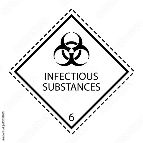 Class 6, Infectious substance vector sign symbol.