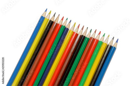 Set of colored pencils for drawing isolated on white background