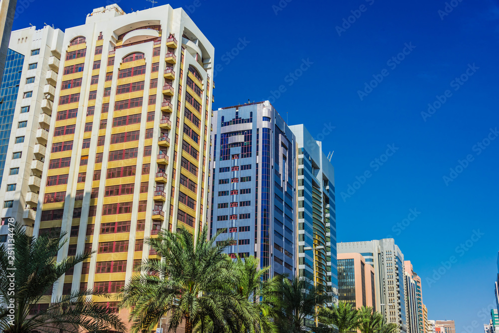 Modern architecture of downtown Abu Dhabi, UAE Modern architecture of downtown Abu Dhabi, UAE