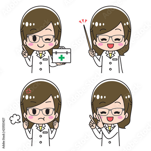 Female doctor white coat set upper body