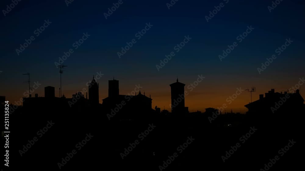 Panoramic View of Bologna City at the sunset, time lapse Panoramic View of Bologna City at the sunset, time lapse