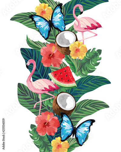 beautiful tropical flowers cartoon photo