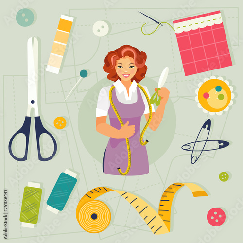 Seamstress and sewing accessories