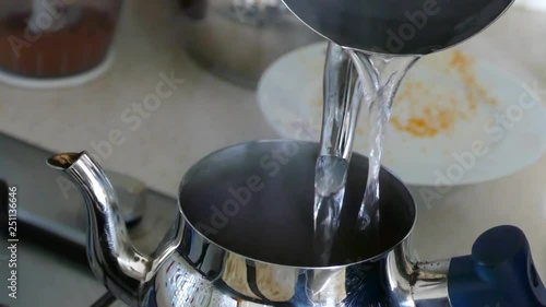 The Turkish method of making tea in the teapot,