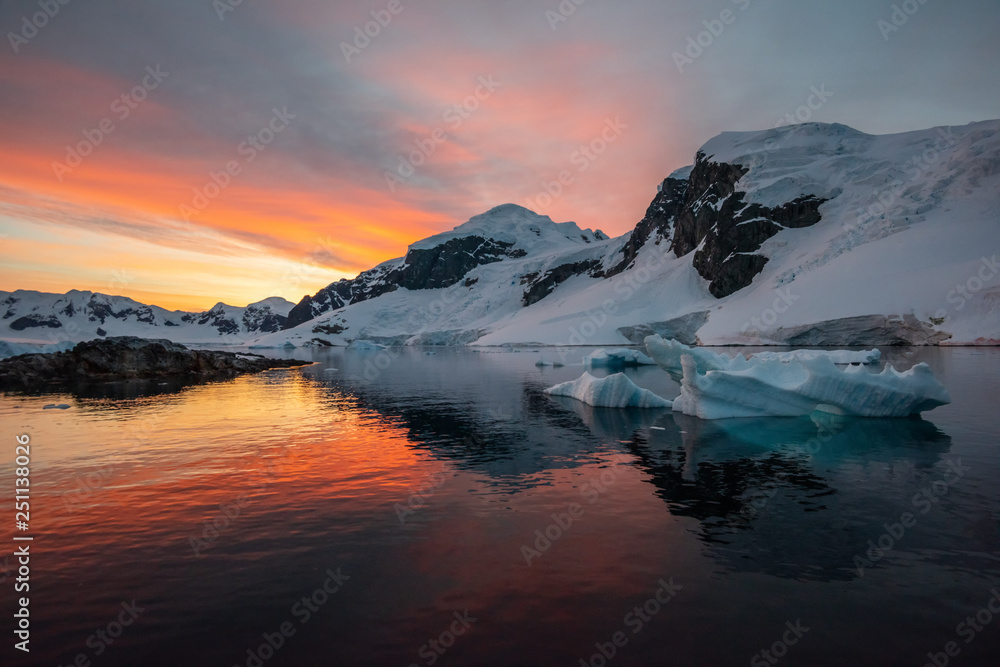 Harbour with iceberg in antarctica