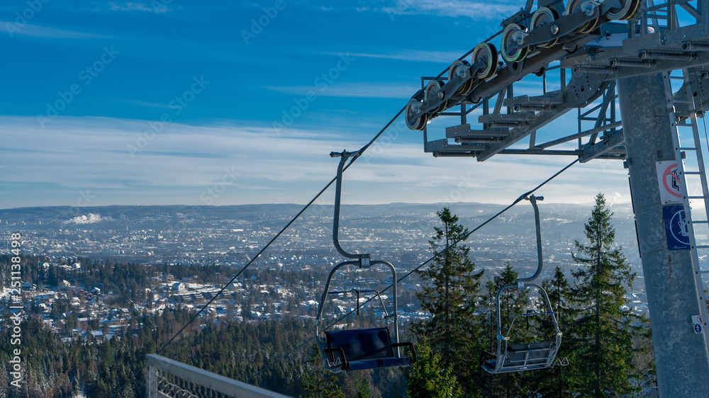 Fototapeta premium Oslo Holmenkollen Norway Norge Norwegia Scandinavia wyciąg narciarski