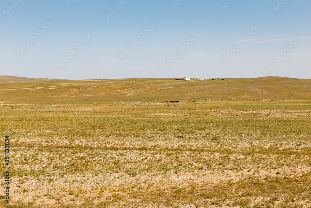 house on the horizon, Gobi Desert, Inner Mongolia, China, beautiful landscape