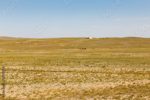 house on the horizon  Gobi Desert  Inner Mongolia  China  beautiful landscape