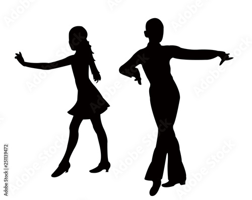 teenager couple dancing silhouette vector