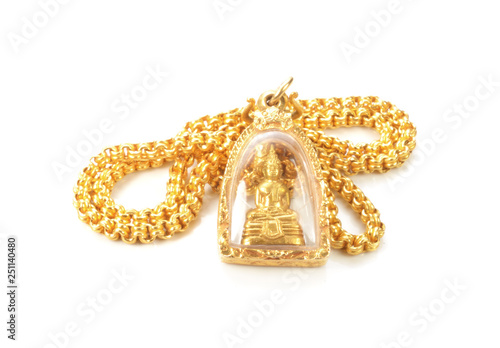 Thai buddha amulet close-up background