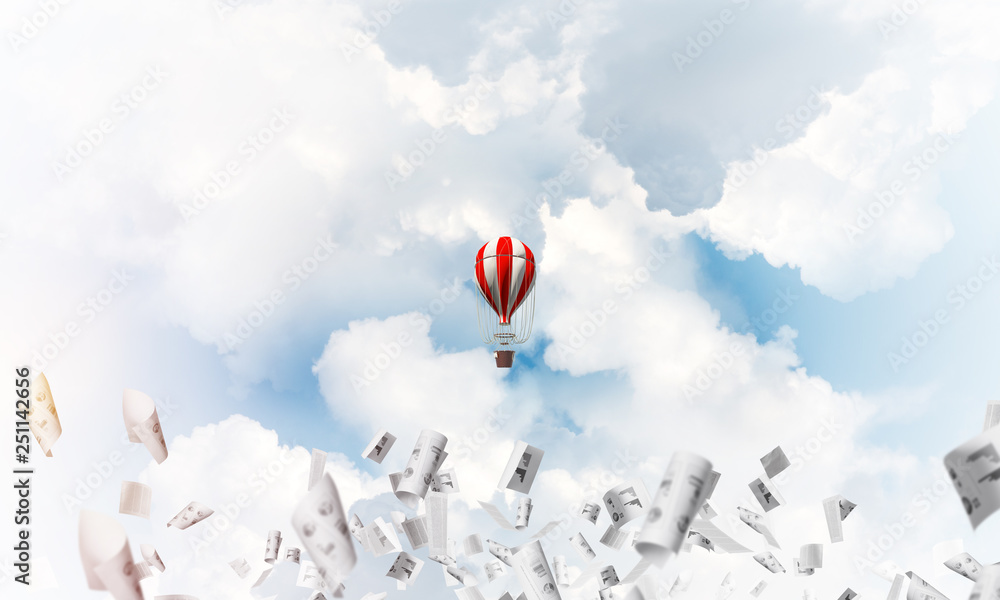 Obraz premium Flying hot air balloon in the air.
