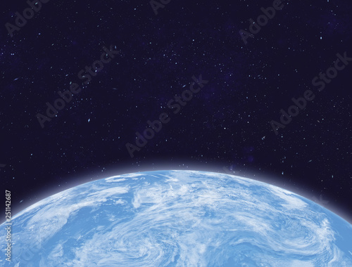 Fototapeta Naklejka Na Ścianę i Meble -  Planet Earth in space. Ocean and clouds. Elements of this image furnished by NASA. 3D rendering.